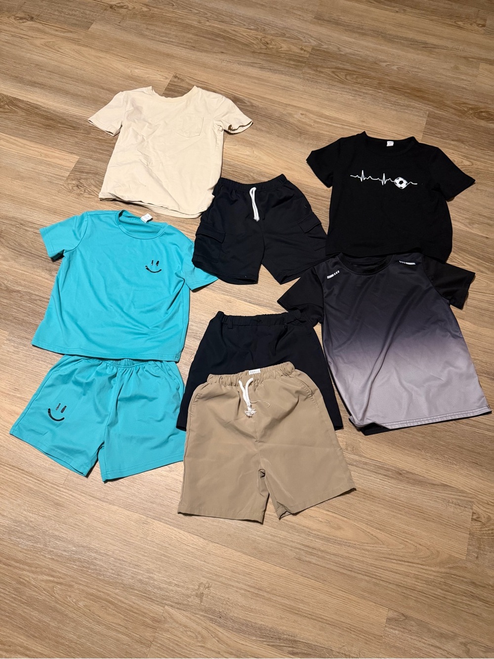 Size 7/8 Mixed Boys' Activewear Bundle - Teal, Black, Khaki, Beige